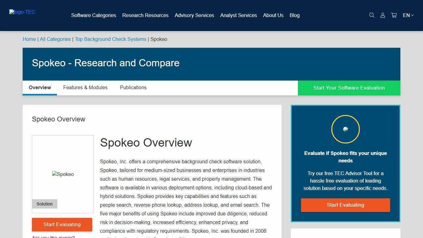 Spokeo - Analyst Reviews, Pricing & Features 2026